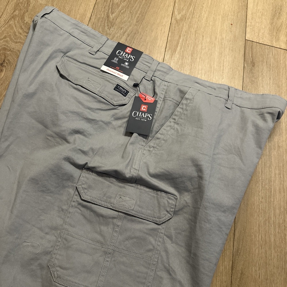 Chaps Men's Seacoast Wash Cargo Shorts‎ Griffin Gray Size 46 10" Big & Tall NEW